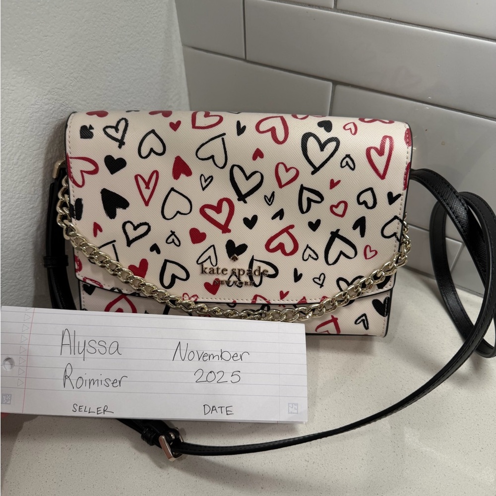 Kate Spade Heart Motif Crossbody Bag - White, Red, Black
